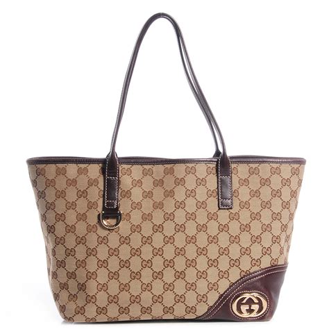 authentic gucci bag britt tote bag|GUCCI Monogram Medium New Britt Tote Brown .